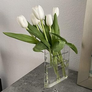 Puransen Clear Book Flower Vase - Floral Bookshelf Decor, Acrylic Flower Holder & Space-Saving Organizer, Modern Home Office/Study Desk Minimalist Aesthetic (Not Including Flowers) - Image 3