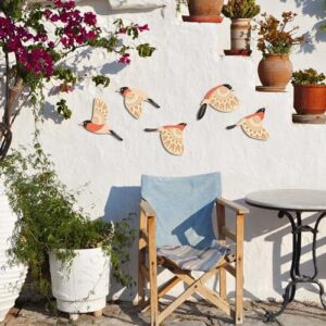 Barydat 5 Pcs Wooden Bird Wall Art Wood Flying Birds Wall Decor Rustic Folk Art Scandinavian Home Decor for Gift Living Room Bedroom Kitchen Office(Orange) - Image 6