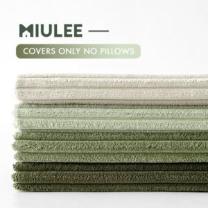 MIULEE Boho Farmhouse Throw Pillow Covers 18x18 Inch Set of 4 Mordern Neutral Green Cushion Covers Soft Corduroy Nordic Home Decor for Spring Couch Bed Sofa Living Room Green-White - Image 3