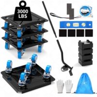 Heavy Duty Furniture Dolly 360° Rotating 5 Wheels, Alloy Steel 3000 lbs Load Capacity Furniture Movers with Measuring Tape & Leveler