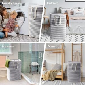 Lifewit 2 Pack Laundry Hamper Large Collapsible Laundry Baskets, Freestanding Waterproof Clothes Hamper with Easy Carry Handles in Laundry Room Bedroom Bathroom College Dorm for Adults, Black, 2 x 80L - Image 7