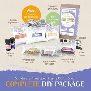 Earthy Good DIY Bath Bomb Kit With Organic Ingredients 100% Natural Includes: Essential Oils, Dried Rose, Chamomile & Lavender, Molds, Guide & More- Includes Furoshiki Cloth- Makes 10 Mini Bath Bombs - Image 6