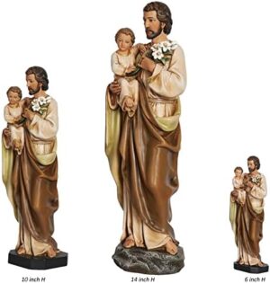 BC Catholic St. Joseph and Child Jesus Statue, Catholic Saint Figure, Religious Gift for Father's Day, Inspirational Indoor Home Decor, 14 inches H, Hand Painted by Buildclassic - Image 7