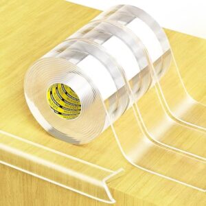 3Pack Clear Edge Protector Strip,1.57in x 9.84FT(29.52FT Total),Sharp Edge Wrap Cover Tape,Self Adhesive Protective Bumper Guards for Cabinet Door Desk Table Bed Furniture,Kitchen,Waterproof