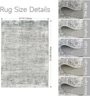 zesthome 6x9 Rugs for Living Room – Abstract Washable Rug, Ultra-Thin 6x9 Area Rugs, Stain Resistant Rugs for Bedroom, Large Home Decor Rug, Modern Area Rug (Grey, 6'x9') - Image 2