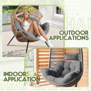 Outdoor Egg Chair Cushion, Waterproof Egg Chair Replacement Cushion, Thickened 7 Inches Hanging Chair Cushion, U-Shaped Cushions with Headrest for Outdoor Furniture 47x40x7 Inches (Gray) - Image 7