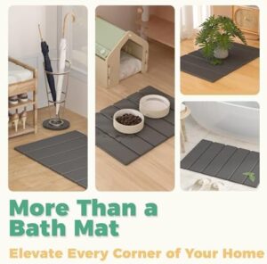 Stone Bath Mat - Foldable Diatomite Bath Mat, 23.81 x 15.35”, Non-Slip, Super Absorbent, Quick Drying Bathroom Mat | Easy to Clean Shower Floor Mat, Dark Gray - Image 7
