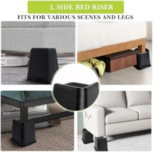 Bed Risers 1 inch, 2 inch, 3 inch, 4 inch, 6 inch, 8 inch Heavy Duty, Oversized Furniture Riser for Couch Sofa Table Chair Leg Frame Dorm, Support up to 6000 Lbs (Black 8 Pack, 8 inch)-6 - Image 3