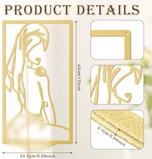 Peryiter 3 Pcs Modern Minimalist Wall Decor Abstract Metal Wall Art Metal Line Art Woman Body Artwork for Bedroom Bathroom Living Room(Gold) - Image 2