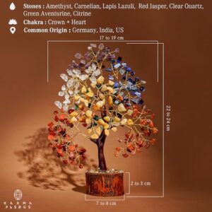Crystal Tree of Life 7 Chakra Healing Crystal Trees for Home Decor, Office Desk Decor, Living Room Decor, Handmade Bonsai Trees for Positive Energy, Money, Good Luck Birthday Gifts for Women, Mom - Image 3