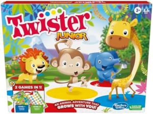 Hasbro Gaming Twister Junior Game, Animal Adventure 2-Sided Mat, 2 Games in 1, Party Game for Kids Ages 3 and Up and 2-4 Players (Amazon Exclusive)