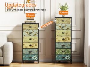 Furnulem Tall Dresser for Bedroom with 7 Fabric Drawers, Vintage Dressers & Chest of Drawers, Vertical Storage Tower Organizer Unit Retro Bedside Furniture in Closet,Living Room,Nusery,Dorm,Entryway - Image 7