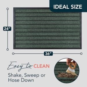 ubdyo Extra Durable Door Mat - Dirt Trapping Outdoor Welcome Mats - Non-Slip Outdoor Indoor Entrance - Low Profile Front Doormat (36" x 24", Bright Green) - Image 2