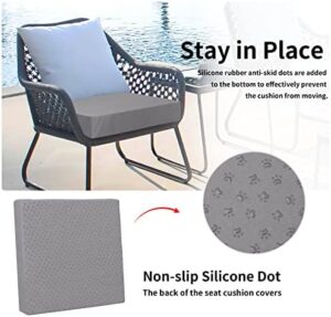 Easy-Going Waterproof Patio Cushion Covers 24x24x4 inch 4 Pack Replacement Non-Slip Outdoor Seat Cushion Slipcover with Zipper. Gray - Image 4