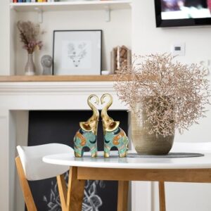 Large Gold Elephant Statue for Home Decor, Small Elephant Figurines (2 Pcs Medium) - Image 7