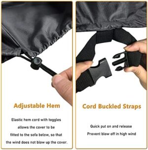 STARTWO Outdoor Patio Furniture Cover Waterproof 4-Piece Set for Chairs 32in, Loveseat 56in, Coffee Table 45in, Heavy Duty 500D, Black - Image 3