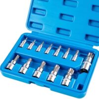 13-piece Torx Socket Set, T8-T60 Star Bits Kit with 1/4", 3/8", 1/2" Drive, S2 Steel & CR-V Construction, Built for Automotive, Furniture & Equipment Repair
