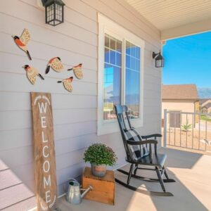 Barydat 5 Pcs Wooden Bird Wall Art Wood Flying Birds Wall Decor Rustic Folk Art Scandinavian Home Decor for Gift Living Room Bedroom Kitchen Office(Orange) - Image 5