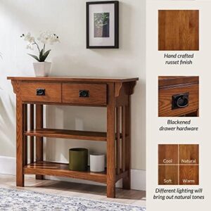 Leick Home 8261 Mission Bookcase Console Table with Drawers, Made with Solid Wood, for Living Room, Entry Way, Office, Bedrooms, Russet Finish - Image 7