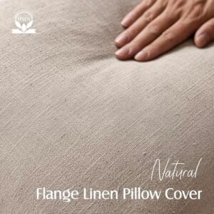 Foindtower Set of 2, Decorative Linen Soild Throw Pillow Covers Soft Accent Cushion Euro Case Boho Farmhouse Pillowcase for Chair Couch Sofa Bedroom Living Room Home Decor 24 x 24 Inch Natural Linen - Image 2