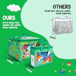 5 Pack Toy Storage Bags with Labels, Include 1 Pcs Extra Large and 4 Pcs Large Bags, Portable Toy Storage Organizer with Pattern Design for Organizing Board Game, Building Blocks, Puzzle, Kids Books - Image 5
