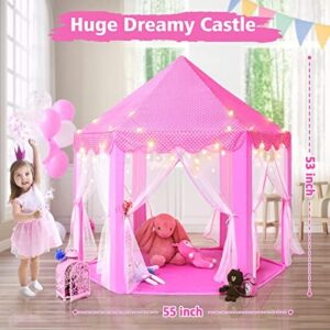 Monobeach Princess Tent Girls Large Playhouse Kids Castle Play Tent with Star Lights Toy for Children Indoor and Outdoor Games, 55'' x 53'' (DxH) - Image 7
