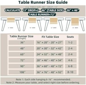 FEXIA Boho Table Runner for Spring Home Decor with Tassels 72 Inches Long Farmhouse Rustic Table Runner Macrame Burlap Table Decoration for Living Room Bridal Shower(12x72 Inches) - Image 3