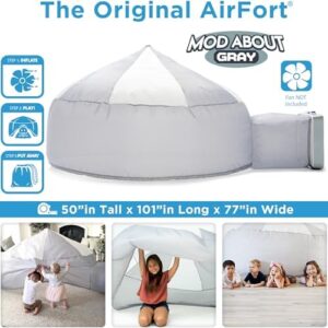 The Original Patented AirFort - Build A Fort in 30 Seconds, Inflatable Fort for Kids, Play Tent for 3-12 Years, A Playhouse Where Imagination Runs Wild, Fan not Included (Mod About Gray) - Image 3