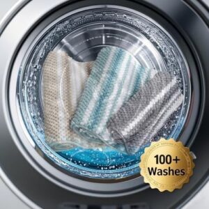 HDFK Bath Mat & Bathroom Rugs, Ultra Soft Chenille Popcorn, Super Absorbent & Non-Slip, Odorless Hot Melt Adhesive Carpet, Striped Shower Rug for Bathtub Floors (32X20 Inch, Black Gray, White) - Image 8