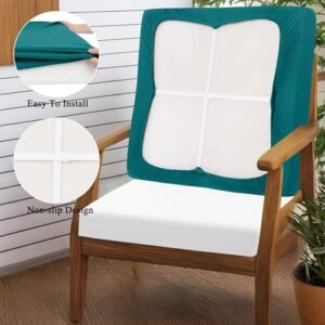 HEBE Outdoor Patio Cushion Covers Set of 12 Waterproof Stretch Seat Cushion Cover for Patio Furniture Clearance Outdoor Sofa Cushion Cover Replacement Couch Slipcovers Chair Seat Cover - Image 4