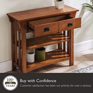 Leick Home 8261 Mission Bookcase Console Table with Drawers, Made with Solid Wood, for Living Room, Entry Way, Office, Bedrooms, Russet Finish - Image 9