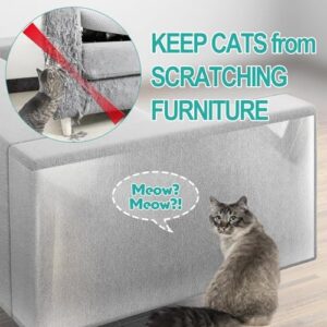 [Thicken Vinyl] Anti Cat Scratch Furniture Protector, Single-Sided Sticky Couch Protector for Cats, Flexible Couch Corner Guard Under Cats Claw, Cat Scratch Deterrent Tape-(160" x 12.4") - Image 2