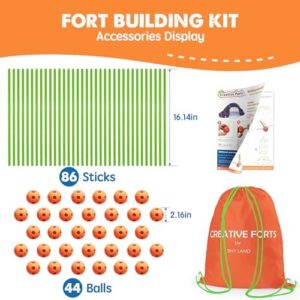 Tiny Land Fort Building Kit Creative Fort Indoor Outdoor for 5,6,7,8 Years Old Boys and Girls STEM Building Toys with Storage Bag DIY Castles Tunnels with 86 Rods and 44 Balls - Image 2