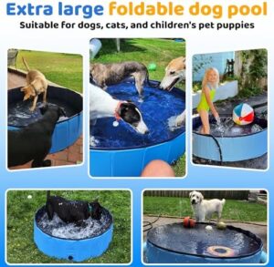 63" x 12" Foldable Dog Pool - Collapsible Hard Plastic Kiddie Pool for Dogs & Kids, Non-Slip Pet Bath Tub for Outdoor Backyard Use, Lightweight & Portable (Blue) - Image 7