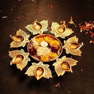 Kalakriti 2 Pcs Metal Diya Shape Urli Bowl Flower Indian Decorative for Home | Home Floating Tea Light Candles | Table Decor | Diwali Navratri Pooja Decoration Items |12 Inch Each - Image 6