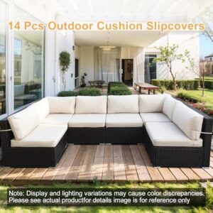 14 Piece Outdoor Patio Cushion Covers Replacement, Outdoor Couch Cushions Covers with Zippers, Waterproof Patio Furniture Cushion Slipcovers for Couches,Outdoor Patio Furniture (14 piece sets,Beige） - Image 7