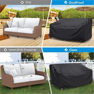 Heavy Duty Patio Sofa Cover Waterproof, Mrrihand 2-Seater Outdoor Sofa Loveseat Cover, Outdoor Patio Furniture Cover with Air Vent and Handles, 60" L×34" D×30" H, Black - Image 6