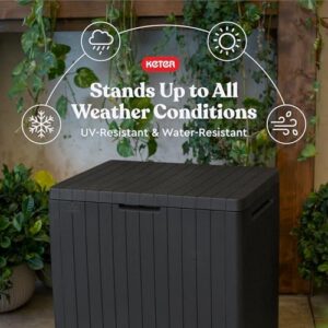Keter City 30 Gallon Resin Outdoor Storage Box and Patio Storage Box Side Table for Pool and Garden Accessories, Dark Grey - Image 5
