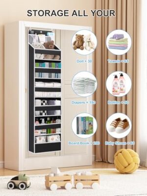Over the Door Storage, Large Capacity Behind Closet Door Organizer for Bedroom Nursery to Store Diaper Kids Toys Shoes Sundries Over Door Hanging Organizer with 6 Tier Clear Deep Pockets 1 Pack - Image 5