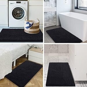 Smiry Luxury Chenille Bathroom Rugs 30x20, Extra Soft and Absorbent Shaggy Bath Mat, Machine Washable, Non-Slip Plush Carpet Runner for Tub, Shower, and Floor, Home Decor Accessories, Black - Image 8