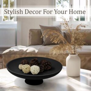 Large Decorative Bowl, Modern Resin Pedestal Bowl for Home Decor, Stylish Fruit Bowl for Kitchen Counter, Chic Key Holder for Entry Table, Matte Black - Image 4