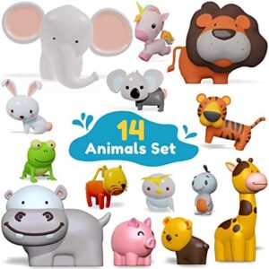 SplashEZ Mold Free Bath Toys for Babies & Toddlers, Animals No Hole Bath Toys for Kids, Toddler Gift, No Mold Bathtub Water Set for Kids, Pool, BPA-Free, Safe, Fun, Infant Ages 1 3 6 12 18 Months