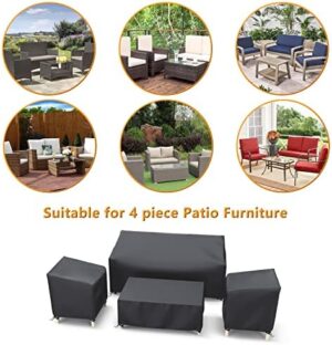 STARTWO Outdoor Patio Furniture Cover Waterproof 4-Piece Set for Chairs 32in, Loveseat 56in, Coffee Table 45in, Heavy Duty 500D, Black - Image 6