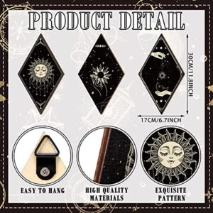 Sintuff 6 Pieces Boho Wall Decor Sun Moon Phases Wall Art Gothic Minimalist Stars Sun Wall Hanging Boho Wooden Home Decor Farmhouse Wall Pediments for Gallery Living Bedroom Room(Boho) - Image 2