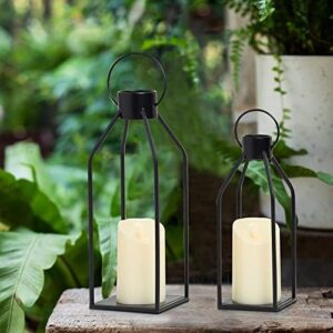 HPC Decor Modern Farmhouse Lanterrn Decor- Black Metal Candle for Christmas- Lanterns w/Timer Flickering Candles for Living Room,Home,Indoor, Outdoor,Table,Fireplace Mantle Décor - Image 4
