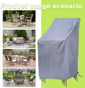 Stackable Patio Chair Cover, Outdoor Chair Cover Waterproof, Stacked Chairs Lawn Chair Covers Outdoor Stack Chairs for All Weather Protection (Grey, 25"L x 25"W x 47”H) - Image 6