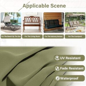 Porch Swing Cushion with Backrest,Waterproof Bench Cushion for Outdoor Furniture,2-3 Seater Replacement Thickened 5 in swing cushion,with Ties,Patio,Outdoor,Backyard and Garden (Light Green,60x40 in) - Image 5