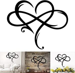 AOOLVY Infinity Heart Wall Decor, Unique Infinity Heart Metal Art Wall Decor Love Sign Steel Wall Plaques Bedroom Ornaments for Home Wedding Decor, Room Living Room Decoration (Black, 15.7x14inch) - Image 8