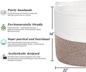 Extra Large Cotton Rope Basket 22" x 14" - Toy Basket for Kids -Blanket Basket for Living Room - Woven Baskets for Storage - Image 2