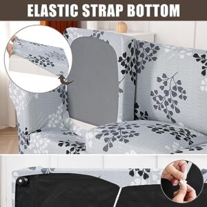 SearchI Stretch Sofa Cover Printed Couch Cover, Floral Pattern 4 Pieces Sofa Slipcover with 3 Separate Cushion Cover, Washable Furniture Protector for Living Room(Sofa, Leaf Pattern) - Image 4